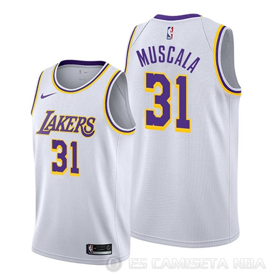 Camiseta Mike Muscala #31 Los Angeles Lakers Association Blanco - Haga un click en la imagen para cerrar